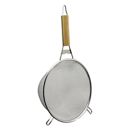 22CM AHŞAP SAPLI 2 KULAKLI TEL SÜZGEÇ METAL ÇERÇEÇEVE