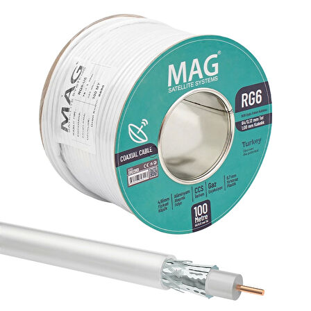 MAG RG6/U6 1.00 MM 64*0.12 TEL CCS MAKARALI ANTEN KABLOSU YERLİ ÜRETİM