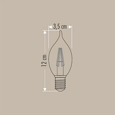 Rustik Led Kıvrık Buji Ampul E14 Amber 4W