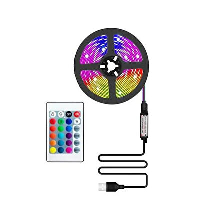 Usb Rgb Şerit Led Set 3Mt Tak Çalıştır