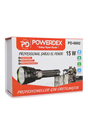 15 Watt 1000 Lümen Profesyonel Şarjlı El Feneri PD-6692