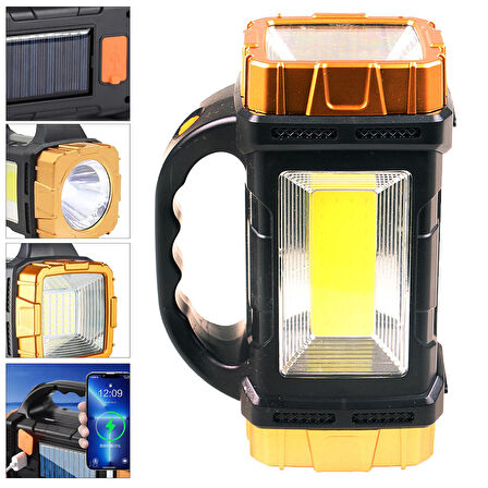 JY-2289 Solar Projektör El Feneri Şarjlı 25 Watt + Smd Led + Cob Led