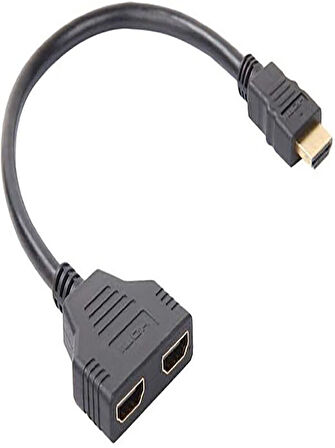 HDMI Çoğaltıcı Erkek Çift HDMI Dişi Çoklayıcı Adaptör Kablosu Siyah