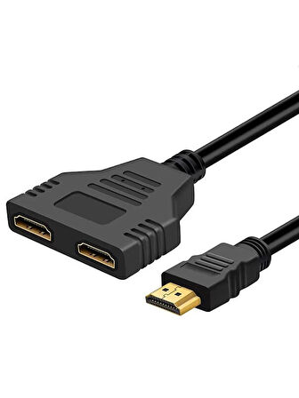 HDMI Çoğaltıcı Erkek Çift HDMI Dişi Çoklayıcı Adaptör Kablosu Siyah