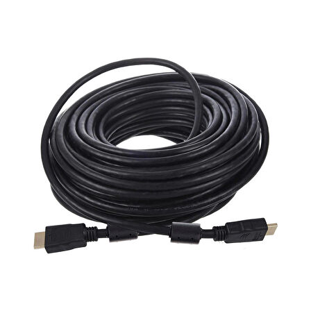 G-507FS PLASTİK DÜZ SİYAH 20 METRE V2.0 GOLD POŞETLİ HDMI KABLO