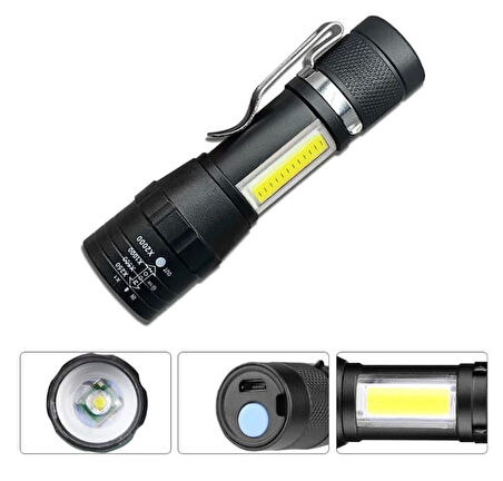 Wuben Wb-017 Zoomlu Şarjlı Cob Led Güçlü El Feneri