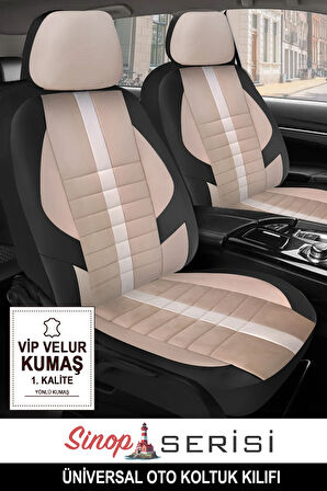 Alfa Romeo 145  Uyumlu 5 KOLTUK TAM SET SİNOP SERİSİ VELUR KUMAŞ OTO KOLTUK KILIFI KOKMA TERLETME YAPMAZ BEJ