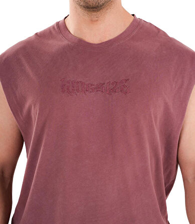 Kingsize Darksteel Antik Yıkamalı Kolsuz T-Shirt Bordo