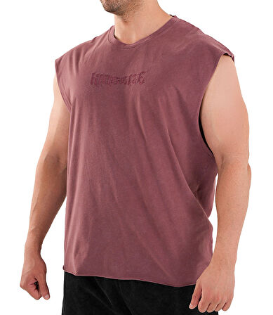 Kingsize Darksteel Antik Yıkamalı Kolsuz T-Shirt Bordo