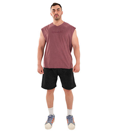 Kingsize Darksteel Antik Yıkamalı Kolsuz T-Shirt Bordo