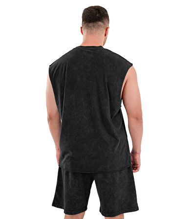 Kingsize Darksteel Antik Yıkamalı Kolsuz T-Shirt Siyah