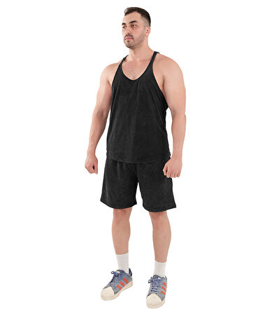 Kingsize Darksteel Antik Yıkamalı Atlet Siyah