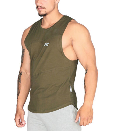 MuscleCloth Elite Kolsuz T-Shirt Haki