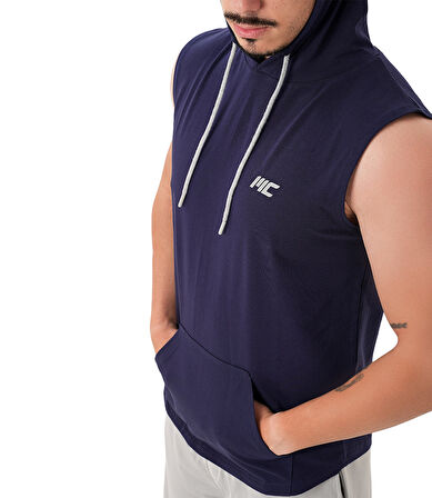 MuscleCloth Training Kapüşonlu Kolsuz T-Shirt Lacivert