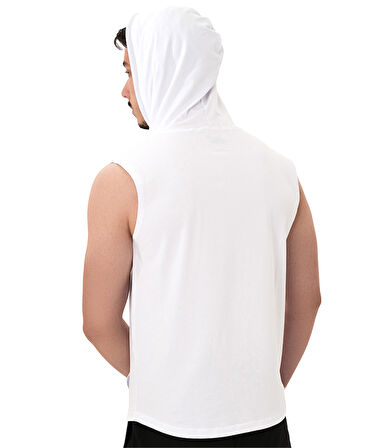 MuscleCloth Training Kapüşonlu Kolsuz T-Shirt Beyaz