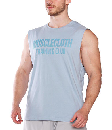 MuscleCloth Training Club Drop Arm Kolsuz T-Shirt Açık Mavi