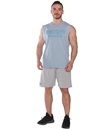 MuscleCloth Training Club Drop Arm Kolsuz T-Shirt Açık Mavi