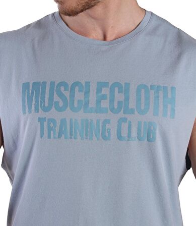 MuscleCloth Training Club Drop Arm Kolsuz T-Shirt Açık Mavi