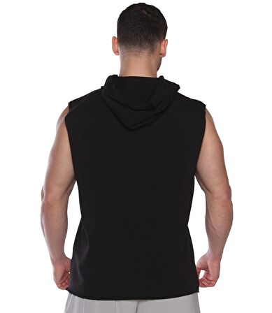 MuscleCloth Training Club Kapüşonlu Kolsuz Sweatshirt Siyah