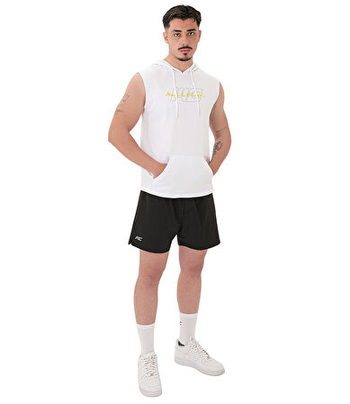 MuscleCloth Icon Kapüşonlu Kolsuz T-Shirt Beyaz