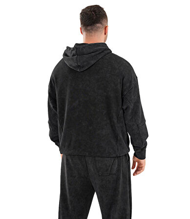 Kingsize Darksteel Antik Yıkamalı Oversize Sweatshirt Siyah