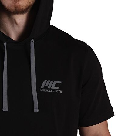 MuscleCloth MC-X Kapüşonlu Kısa Kollu Sweatshirt Siyah