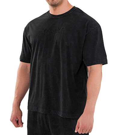 Kingsize Darksteel Antik Yıkamalı Oversize T-Shirt Siyah