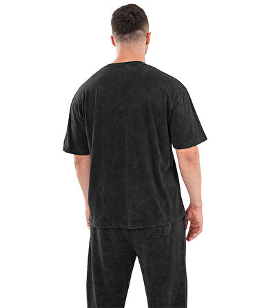 Kingsize Darksteel Antik Yıkamalı Oversize T-Shirt Siyah