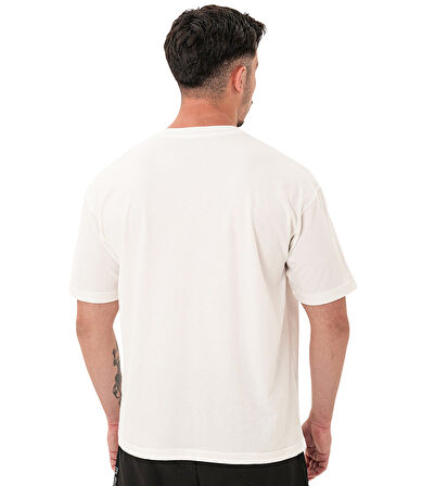 MuscleCloth Basic Oversize T-Shirt Kırık Beyaz