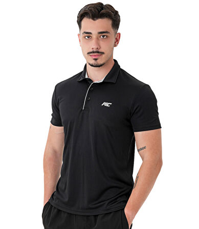 MuscleCloth Tech Polo Yaka T-Shirt Siyah