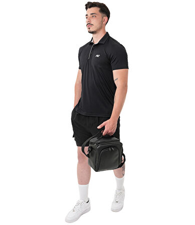 MuscleCloth Tech Polo Yaka T-Shirt Siyah