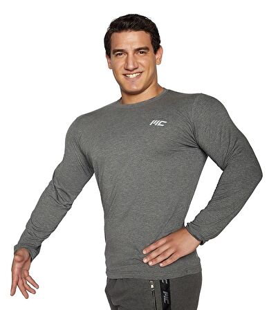 MuscleCloth Basic Uzun Kollu T-Shirt Gri