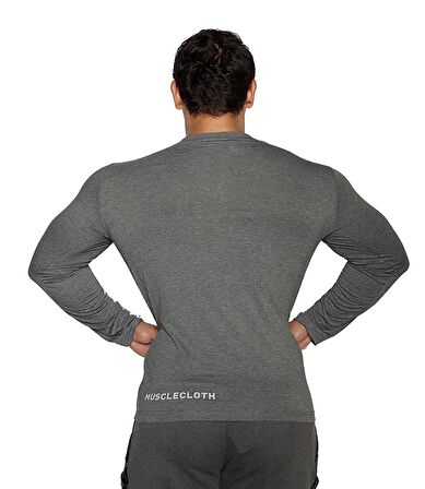 MuscleCloth Basic Uzun Kollu T-Shirt Gri