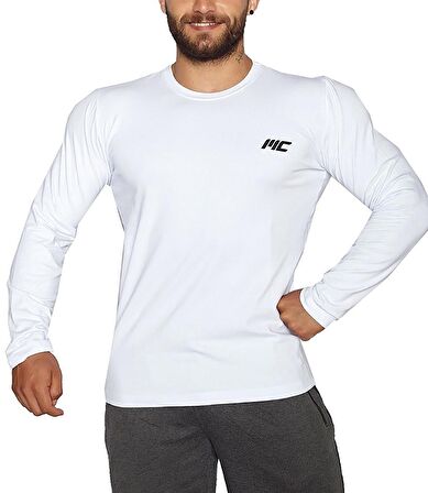 MuscleCloth Basic Uzun Kollu T-Shirt Beyaz