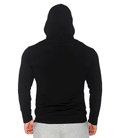 MuscleCloth Training Kapüşonlu Uzun Kollu T-Shirt Siyah