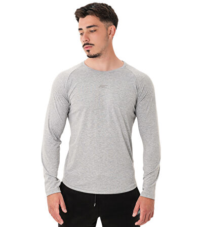 MuscleCloth Elite Reglan Uzun Kollu T-Shirt Gri Melanj