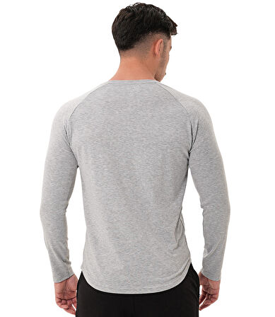 MuscleCloth Elite Reglan Uzun Kollu T-Shirt Gri Melanj