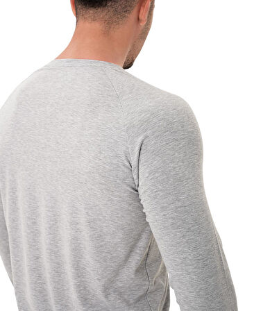 MuscleCloth Elite Reglan Uzun Kollu T-Shirt Gri Melanj