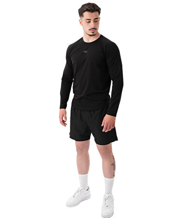 MuscleCloth Elite Reglan Uzun Kollu T-Shirt Siyah