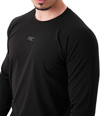 MuscleCloth Elite Reglan Uzun Kollu T-Shirt Siyah