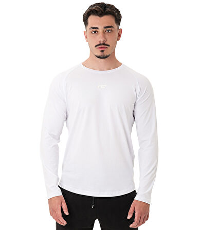 MuscleCloth Elite Reglan Uzun Kollu T-Shirt Beyaz