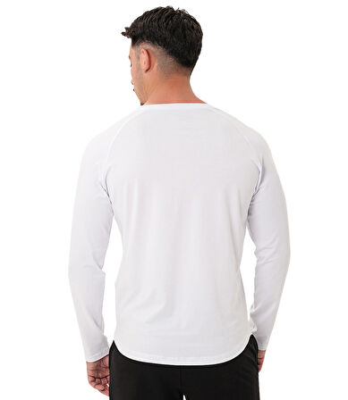 MuscleCloth Elite Reglan Uzun Kollu T-Shirt Beyaz