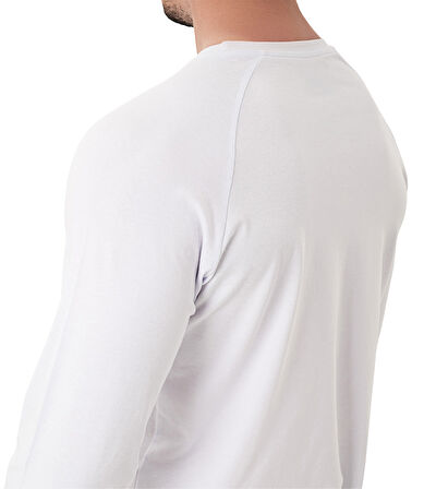 MuscleCloth Elite Reglan Uzun Kollu T-Shirt Beyaz