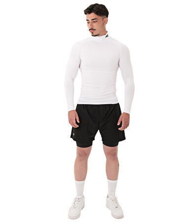 MuscleCloth Tech Mock Uzun Kollu T-Shirt Beyaz
