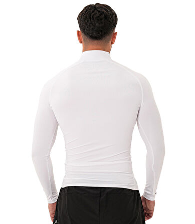 MuscleCloth Tech Mock Uzun Kollu T-Shirt Beyaz
