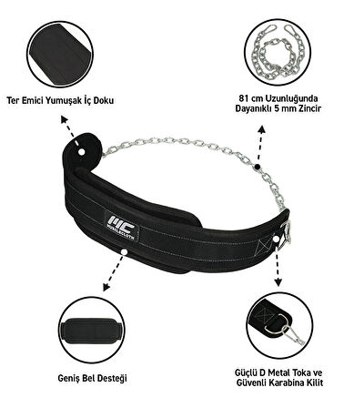 MuscleCloth PN-X Dip Belt Ağırlık Kemeri Siyah