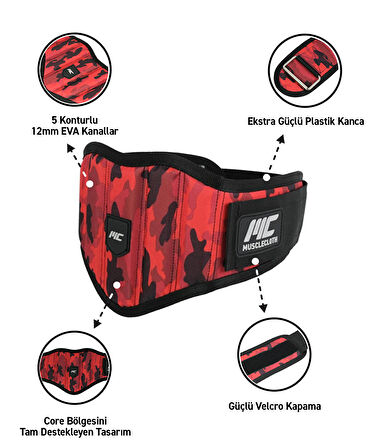 MuscleCloth PN-Core Ağırlık Kemeri Kırmızı Kamuflaj