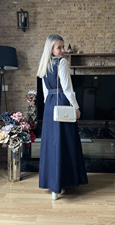 Kadın Kot Boydan Boya Fermuarlı Jile Elbise - Günlük ve Şık Tasarım Denim Elbise