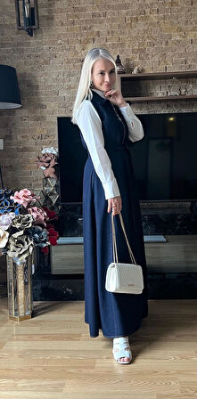 Kadın Kot Boydan Boya Fermuarlı Jile Elbise - Günlük ve Şık Tasarım Denim Elbise