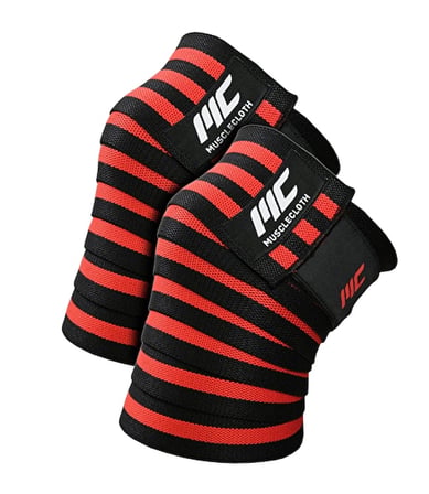 MuscleCloth Pro Wrist Wraps + Pro Knee Wraps Seti Siyah Kırmızı